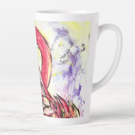 Taza De Café Latte Plumes au rose