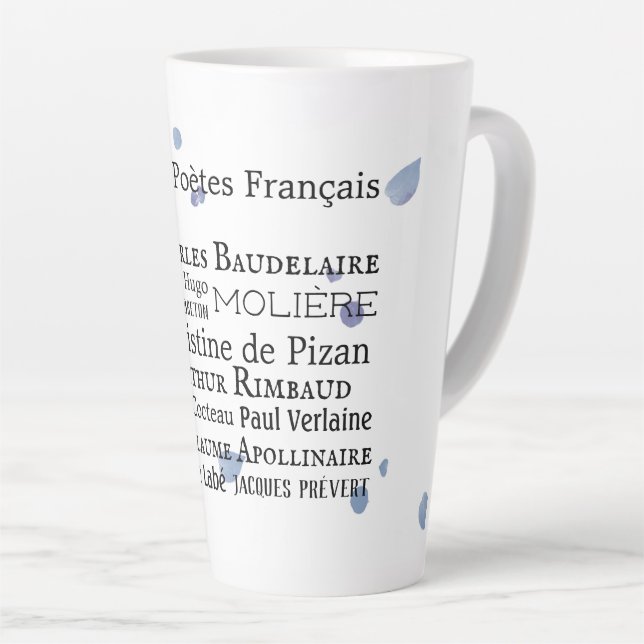 Taza De Café Latte Poetas francesas Latte Mug (Ángulo derecho)
