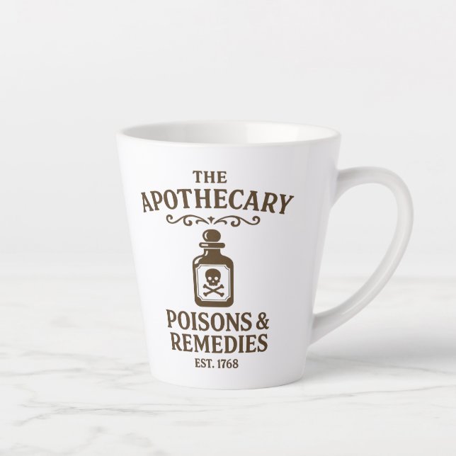 Taza De Café Latte Poisons & Remedies Latte Mug – Apothecary-Style (Derecha)