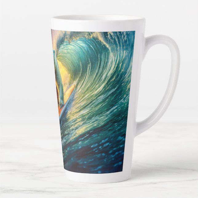 Taza De Café Latte Polar Bears Surfing 02 Design By Rich AmeN Gill (Derecha)