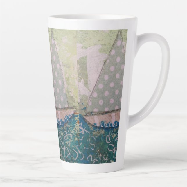 Taza De Café Latte Polka-dot Sail Latte Mug (Derecha)