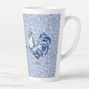 Taza De Café Latte Pollo De Gallo Azul Y Blanco Delft