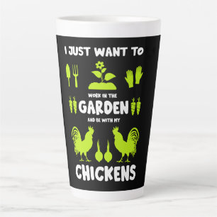 Taza De Café Latte Pollos Y Jardinería