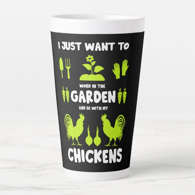Taza De Café Latte Pollos Y Jardinería (Anverso)