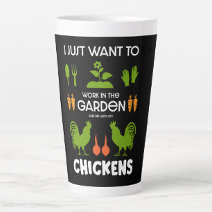 Taza De Café Latte Pollos Y Jardinería
