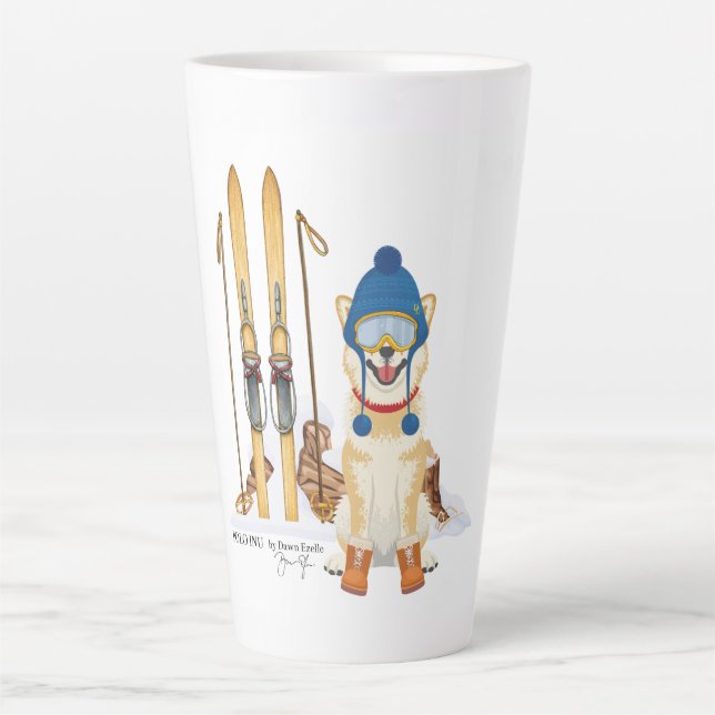 Taza De Café Latte Polo Inu Ski Latte Mug (Anverso)