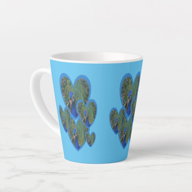 Taza De Café Latte Polvo de pavo real. BC Blue Latte Mug (Ángulo izquierdo)