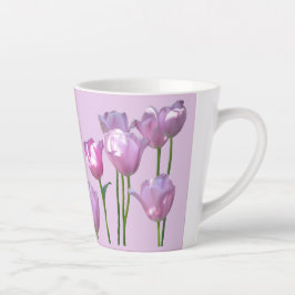 Taza De Café Latte Polvo De Tulipanes Rosa Soleado. BC Lilac Latte Mu