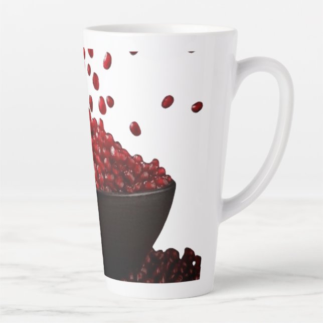 Taza De Café Latte Pomegranate Illustration – Elegant Fruit Design (Derecha)