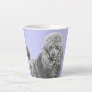 Taza De Café Latte Poodle Miniatura Juguete Gris Plateado Azul Arte P
