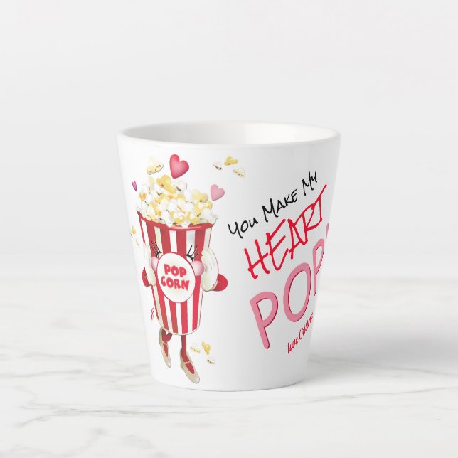 Taza De Café Latte Popcorn Love Funny Pun Latte Mug (Anverso)