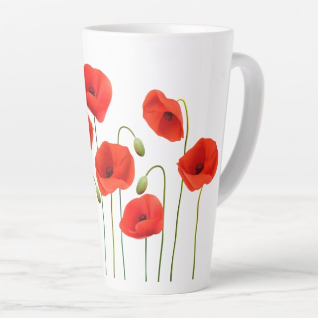 Taza De Café Latte Poppies (Ángulo derecho)