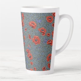 Taza De Café Latte Poppies Blue Butterflies