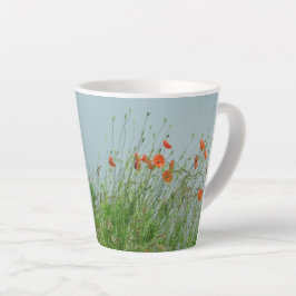 Taza De Café Latte Poppies rojos Flores Latte Mug