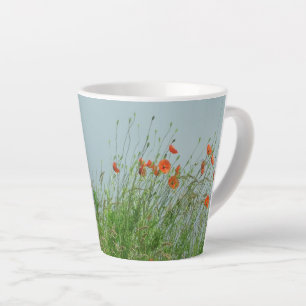Taza De Café Latte Poppies rojos Flores Latte Mug