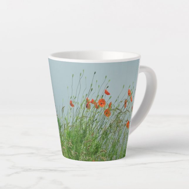 Taza De Café Latte Poppies rojos Flores Latte Mug (Ángulo derecho)