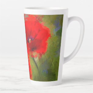 Taza De Café Latte Poppies rojos pintados Latte Mug