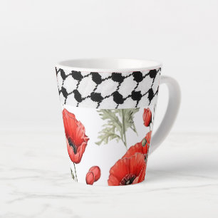 Taza De Café Latte Poppy con Hattah Latte Mug palestino