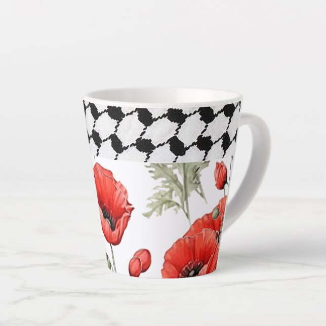 Taza De Café Latte Poppy con Hattah Latte Mug palestino (Ángulo derecho)