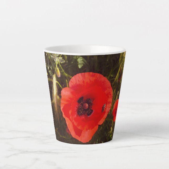 Taza De Café Latte Poppy Latte Mug - Fantasy Vibrant Red Meadow (Anverso)