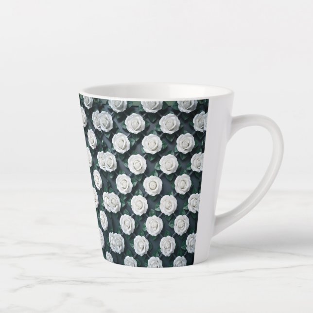 Taza De Café Latte Porcelain White Rose (Derecha)