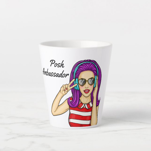 Taza De Café Latte Posembajador - Poshmark Latte Mug (Anverso)