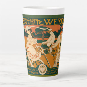 Taza De Café Latte Póster de carrera de motocicletas vintage Art Nouv