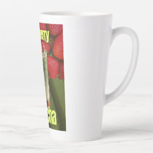Taza De Café Latte Póster de Latte de Matcha de Fresa – Bebida de Caf