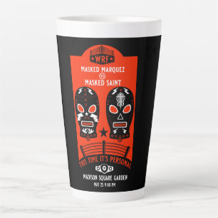 Taza De Café Latte Poster de lucha retro vintage