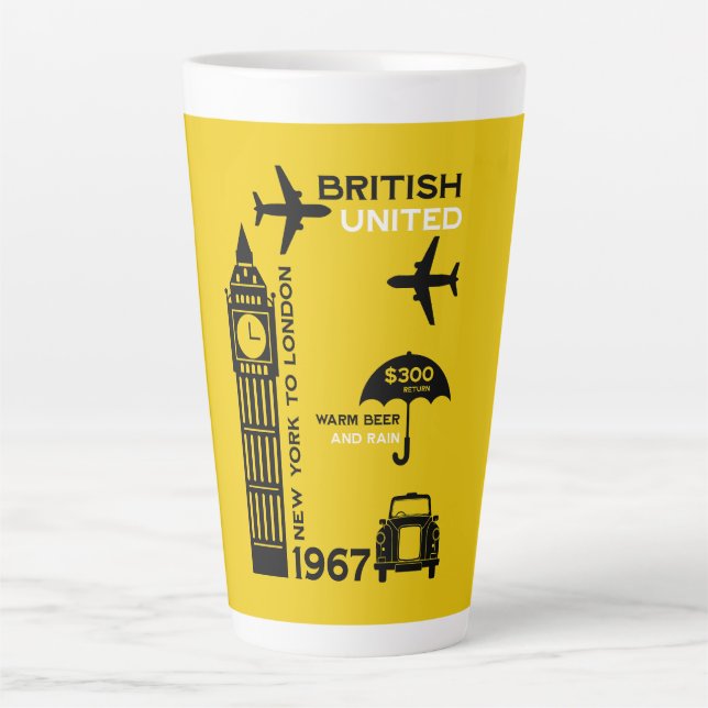 Taza De Café Latte Poster de Nostalgic Retro Airline (Anverso)