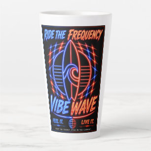 Taza De Café Latte Póster de Surf Neon Vibe Wave – Estética Retro Syn