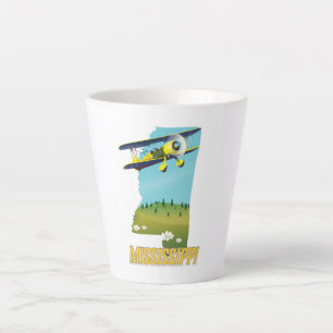 Taza De Café Latte Póster de viaje de mapa vintage de Mississippi.