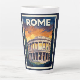 Taza De Café Latte Póster de viaje Retro Roma