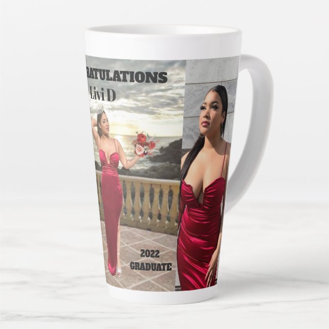 TAZA DE CAFÉ LATTE POSTER PERSONALIZADO DE GRADUACIÓN (Ángulo derecho)
