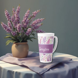 Taza De Café Latte prado de primavera botánica rosa lila rosada Paste