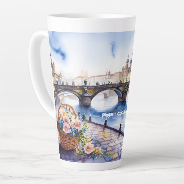 Taza De Café Latte Praga - Sketch de acuarela de la República Checa | (Ángulo izquierdo)