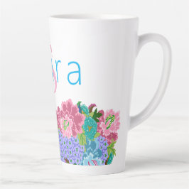 Taza De Café Latte Preppy Chinoiserie con nombre de monograma