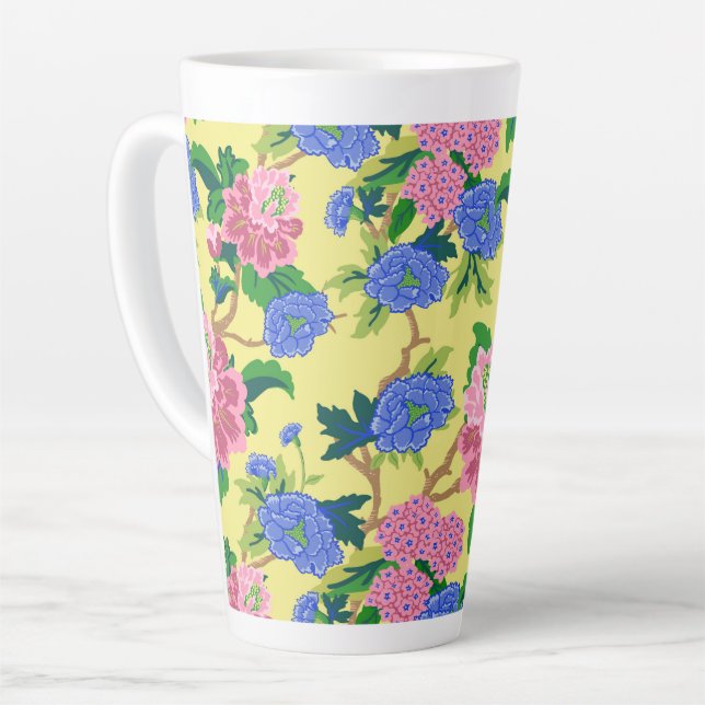 Taza De Café Latte Preppy Chinoiserie Floral (Ángulo izquierdo)