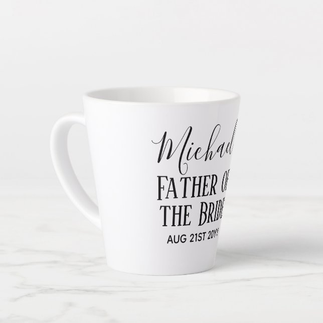 Taza De Café Latte PRESUPUESTO Bestman Groomsmen Regalos Black White (Ángulo izquierdo)