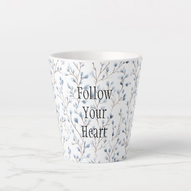 Taza De Café Latte Pretty Blue White Flowers Christmas (Anverso)
