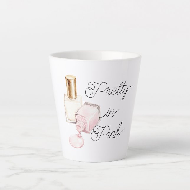 Taza De Café Latte Pretty in Pink White Nail Polish (Anverso)