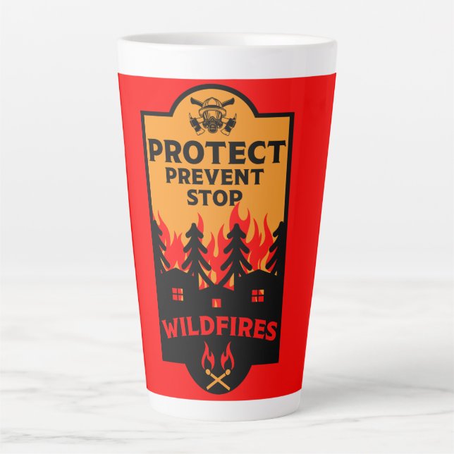 Taza De Café Latte Prevención de incendios forestales (Anverso)