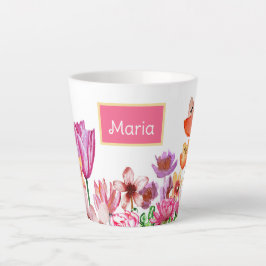 Taza De Café Latte Primavera Jardín Blooms