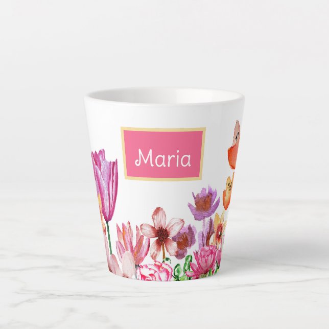 Taza De Café Latte Primavera Jardín Blooms (Anverso)