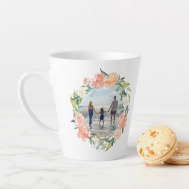 Taza De Café Latte Primavera Rubor Peach Watercolor Floral Wreath Fot