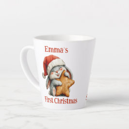 Taza De Café Latte Primer conejo navideño del bebé personalizado
