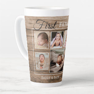 Taza De Café Latte Primer Día del Padre 7 Collage de fotos Madera R