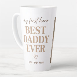 Taza De Café Latte Primero Héroe Mejor Papá del Mundo Foto Moderna