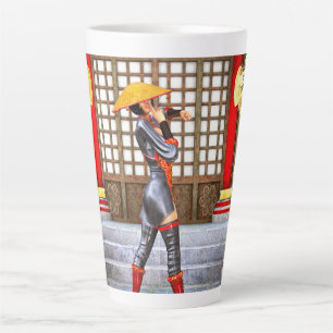 Taza De Café Latte Princesa Guerrera Mística Estilo Fantasía Oriental