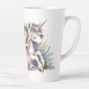Taza De Café Latte Princesa Unicornio Pastel Fantasía de Cuento de Ha